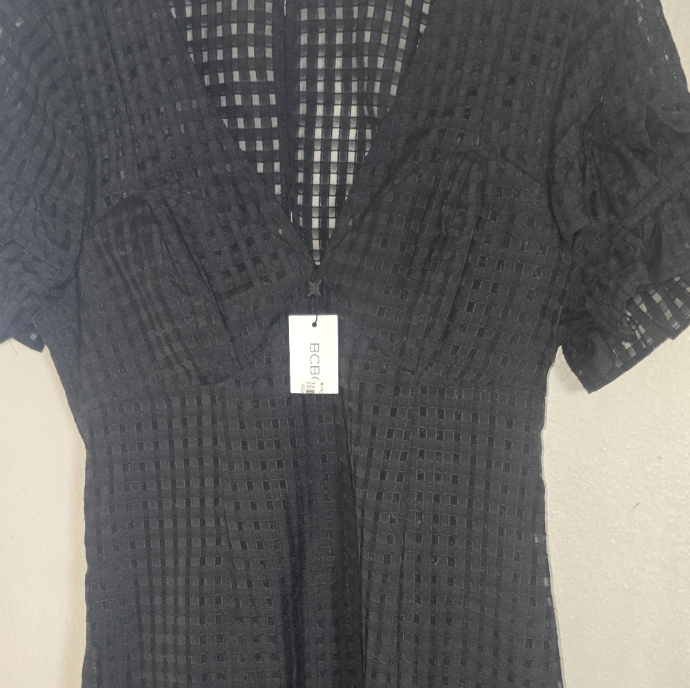 NWT BCBGeneration Black Checkered Mini Dress ruff… - image 5